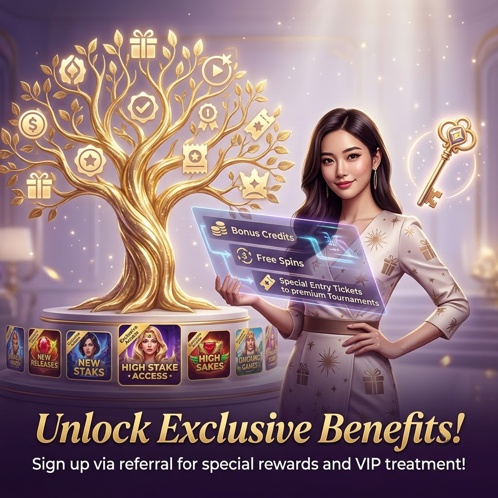 A 1:1 image showcases a young Asian female presenter in a luxurious setting, highlighting exclusive benefits and VIP rewards for Yggdrasil SEA players who sign up through a referral link, symbolized by a golden key and premium game icons.
Jun 30 2026, 05:29:27
To pick up a draggable item, press the space bar.
While dragging, use the arrow keys to move the item.
Press space again to drop the item in its new position, or press escape to cancel.